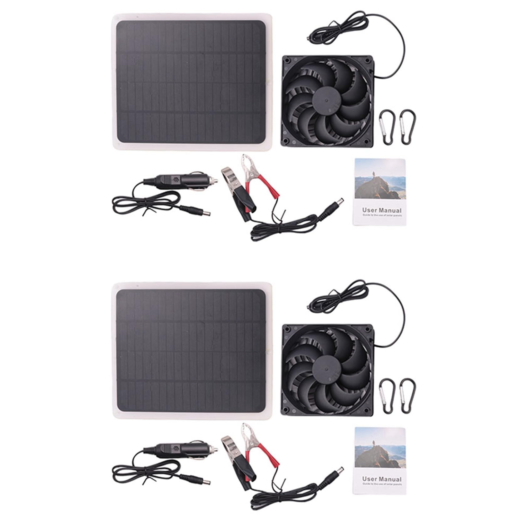 Jnchdghwa Black 2X Solar Panel Exhaust Fan 20W 12V Usb Solar Powered Fan Outdoor Ip65 Waterproof Portable Ventilator Exhaust Fan