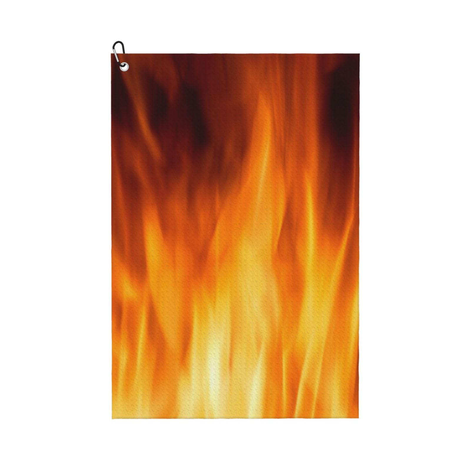 Hnnkloy Colorful Fire Flame, 16x24 in Portable Waffle Golf Towels with Carabiner Clip for Golf Bag