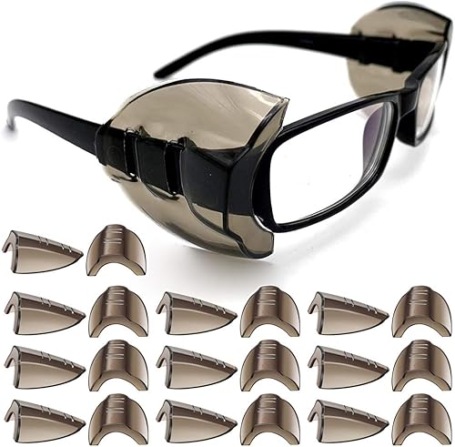 Miniatura 10 de 24610 pares de protectores laterales de seguridad para ojos, protectores laterales deslizantes, se adapta a anteojos de tamaño correspondiente (gris)