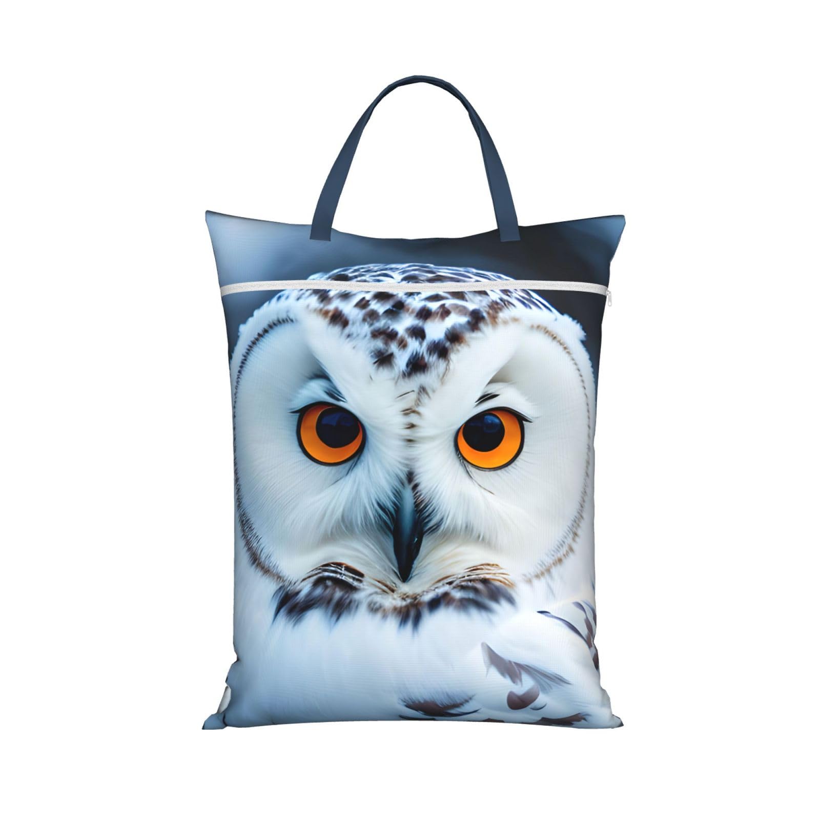 Snowy Owl Eyes Print Large Travel Laundry Bags,Washable Dirty Clothes Bags for Travel,Dry & Wet Use.
