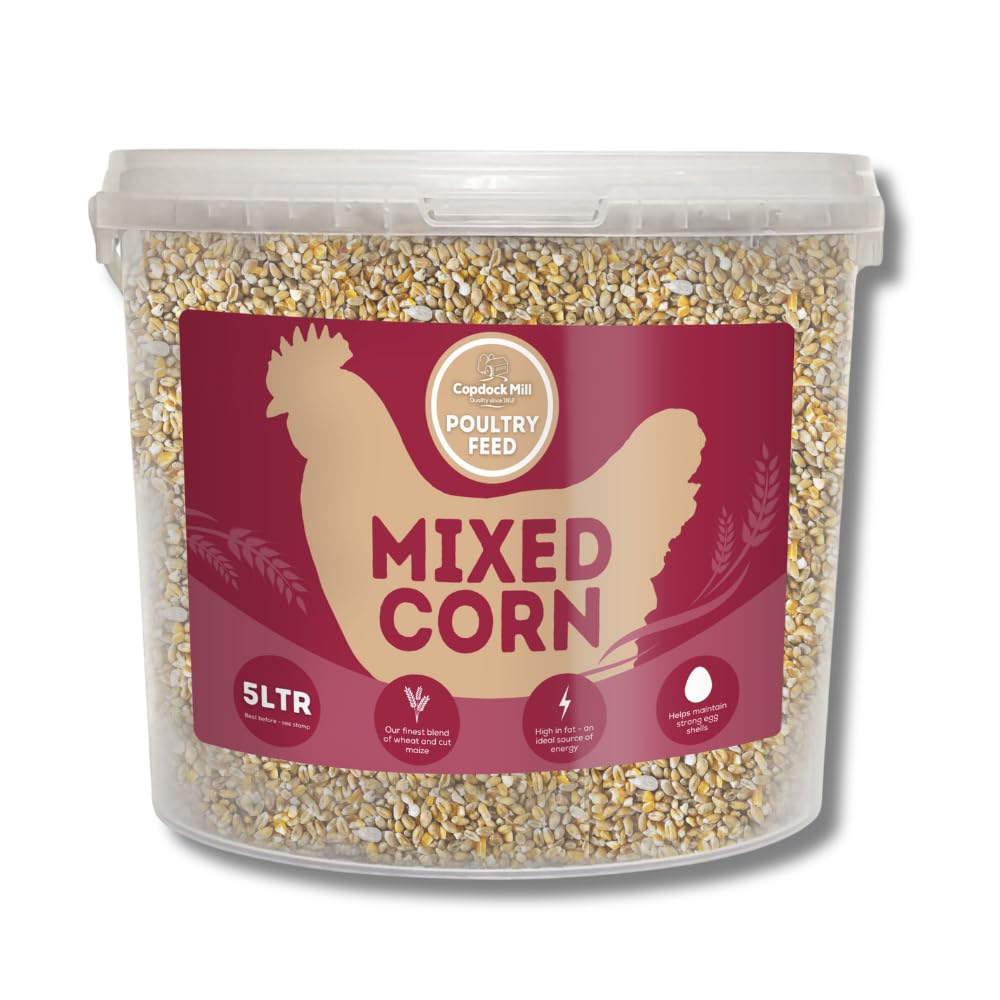 Copdock Mill Mixed Corn Poultry Feed 3.5kg / 5 Litre Tub – Poultry Food for Chickens and Adult and Laying Poultry, Ducks, Geese, Bantams – 100% Natural