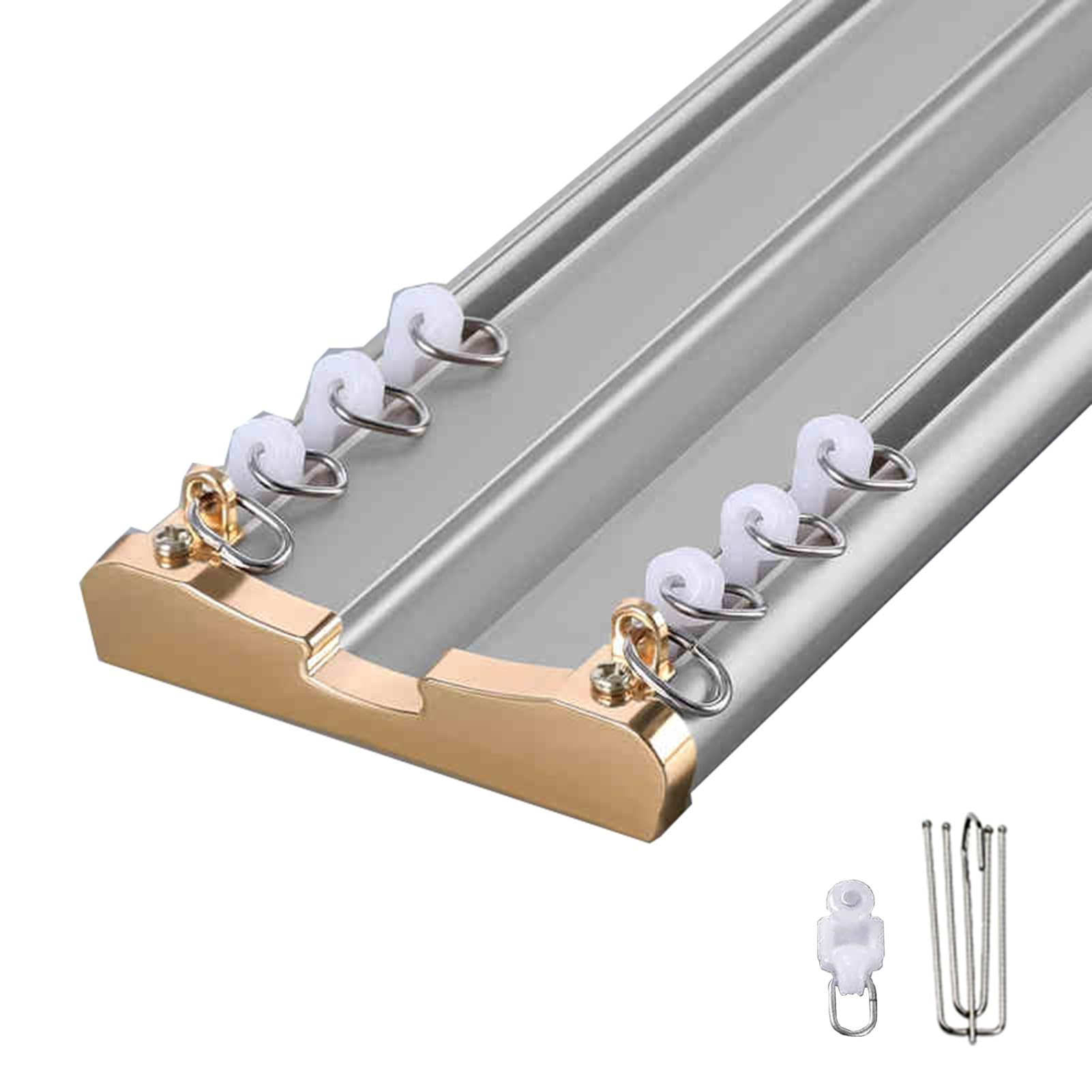 Adjuble 9,5 cm breites Doppelschienen-Set, Deckenhalterung für Stoff und durchscheinende Ains, perfekt für Verdunkelungsgrau, 3,5 m / 11.5ft Länge