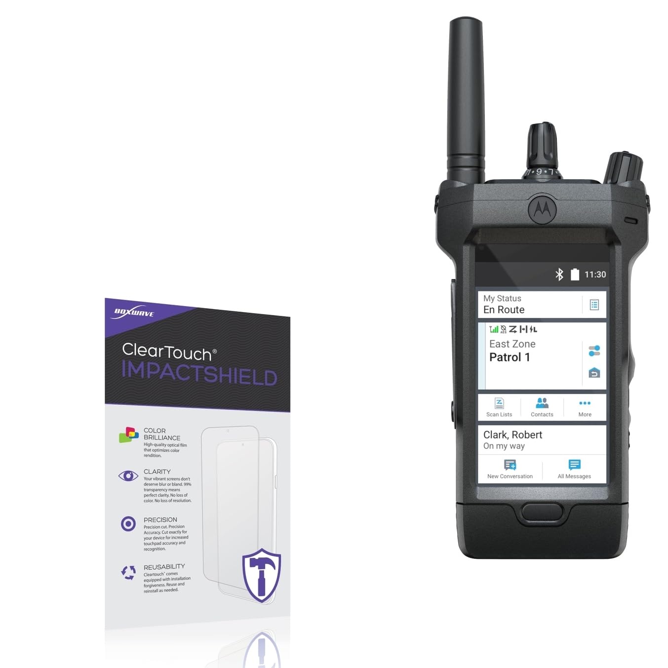 BoxWave Screen Protector Compatible with Motorola APX Next - ClearTouch ImpactShield (2-Pack), Impenetrable Screen Protector Flexible Film