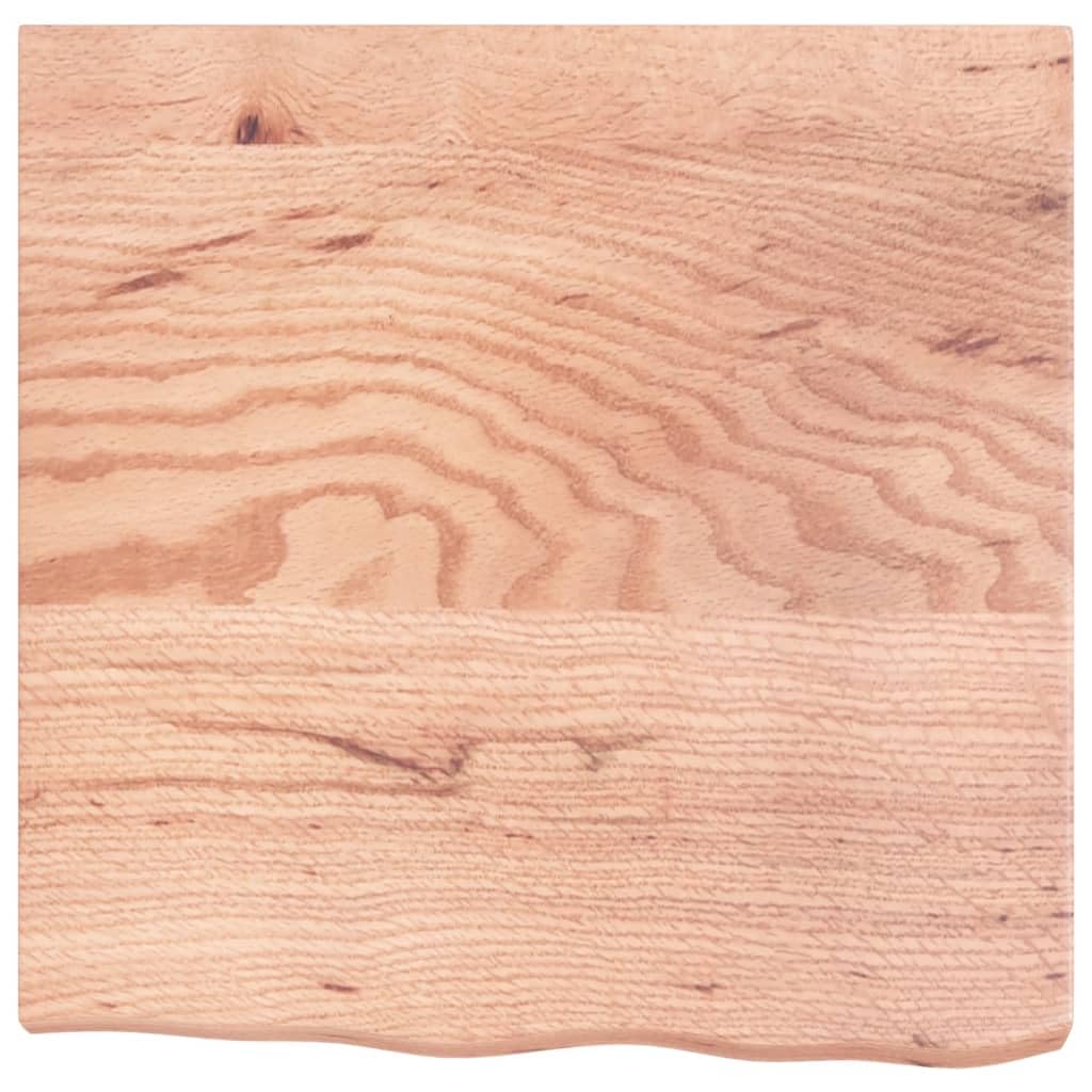 Piano lavabo marrone chiaro in legno di rovere massiccio, 60 x 60 x (2-6) cm, con bordo naturale, piano in legno laccato per bagno, cucina, officina, versatile come piano di lavoro o piano da