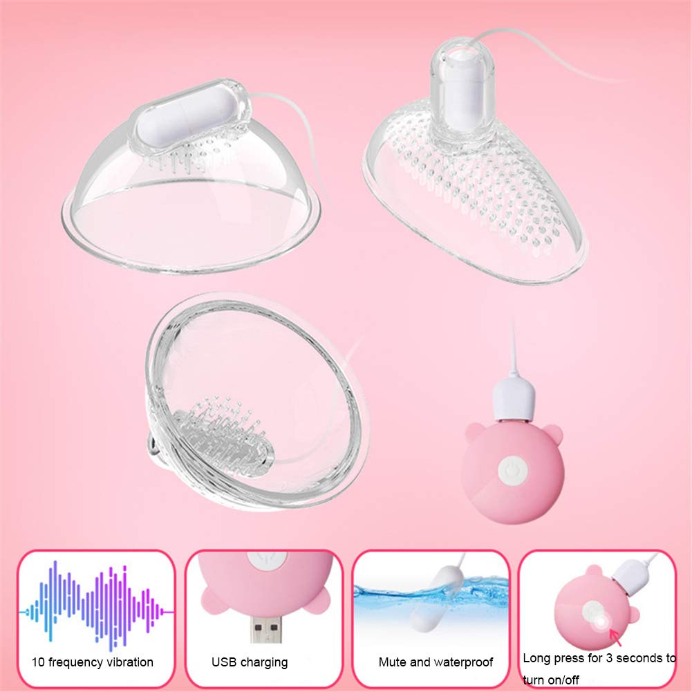 Vibromasseur 10 Modes Sucker de Mamelon Vibrantes,Sex Toys pour Femme Appareil de Massage Pompe Stimulateur de Poitrine Adulte pour Couple/Femme/Homme,Clear,B