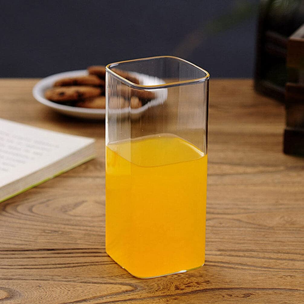 DOITOOL 4 przezroczyste szklanki do picia, 4 sztuki, cienkie kwadratowe kryształowe szklanki Highball w zestawie 4 szt. eleganckie szklanki barowe na wodę, sok, piwo, napoje, koktajle i napoje