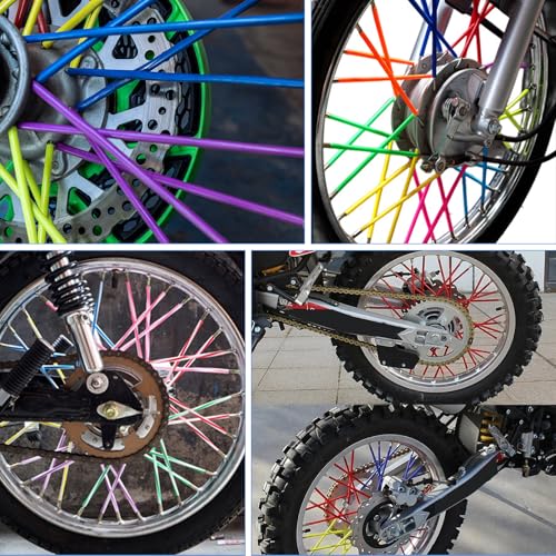 Image of DXMWWTP 180 PCS Spoke Skins Spoke Covers Plastic Bike Wheels Decorations Dirt Bike Rim Wraps Protector,10 Colors Bicycle Spoke Covers for Motocross Motorcycle Bicycle Wheelchair Accessories