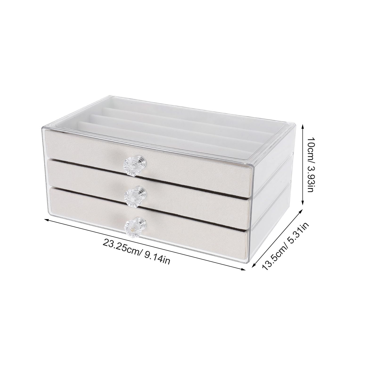 Zerodeko Organizer in Velluto Beige per Collane e Bracciali, Scatola Portaoggetti Antipolvere 15 Scomparti e 3 Strati, Custodia da Scrivania per Donne e Ragazze
