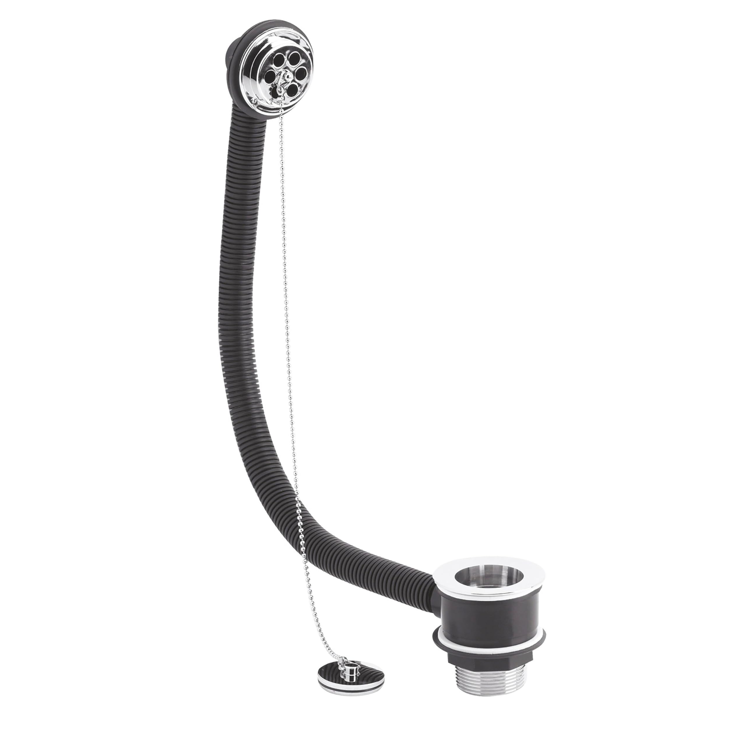 Balterley Bath Ball Chain Waste and Overflow Kit, Round Waste with Round Overflow, Ball Chain Bath Plug Replacement, Chrome Bathtub Plug Replacement - 70 x 70 x 74 mm (Chrome)