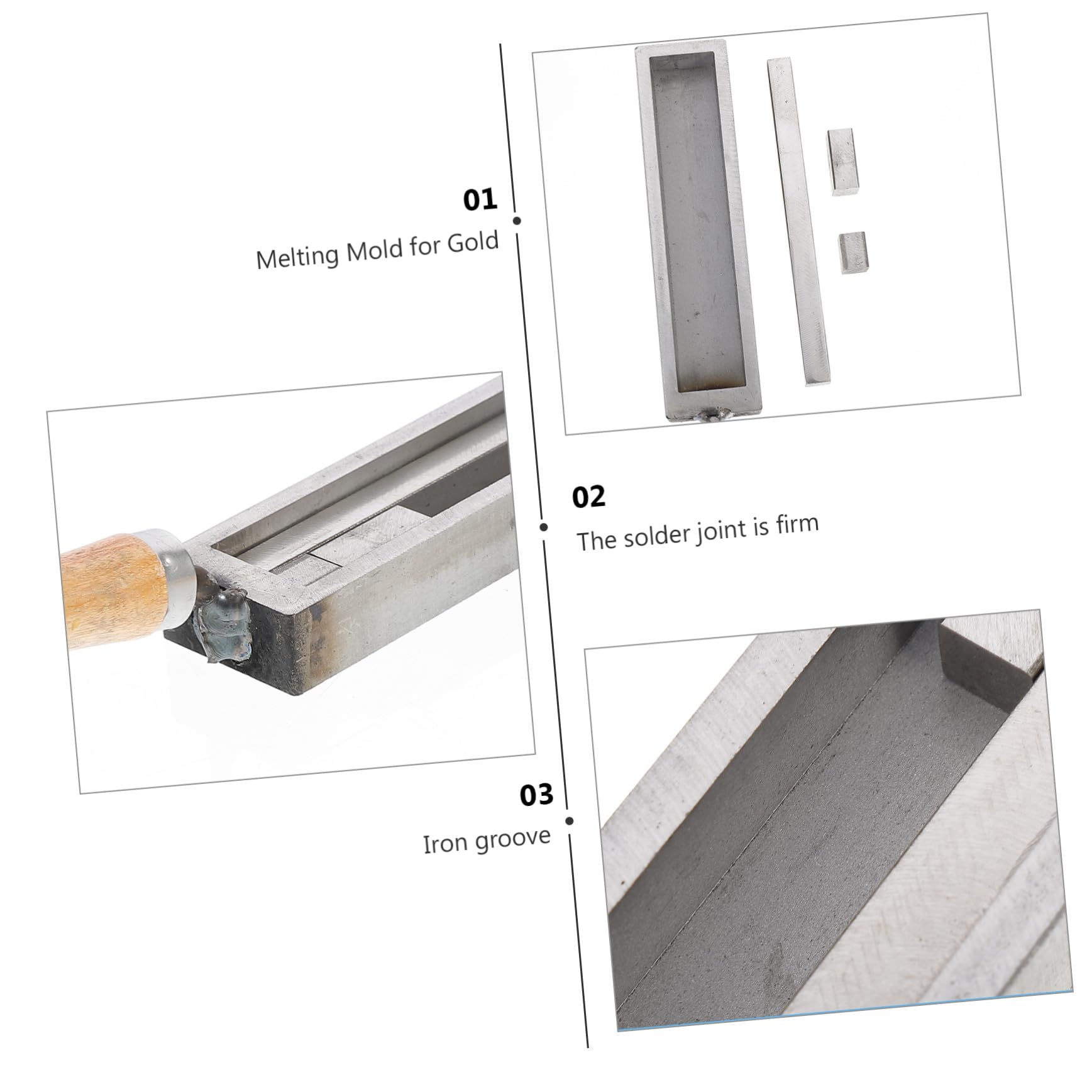 Europäische Gussform aus Eisen und Holz für Gold und Silber Selbstgemacht Schmelzen Barren aus Altmetall Präzise Formgebung für Schmuckherstellung