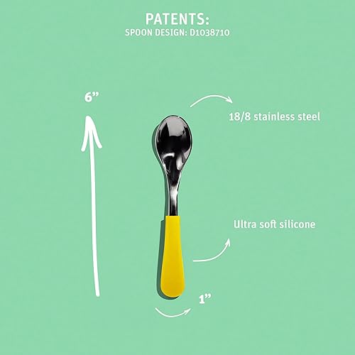 Miniatura 3 de Avanchy Juego de tenedores para bebés, utensilios de acero inoxidable y silicona, cubiertos de destete LED para bebés, cubiertos de cubiertos para