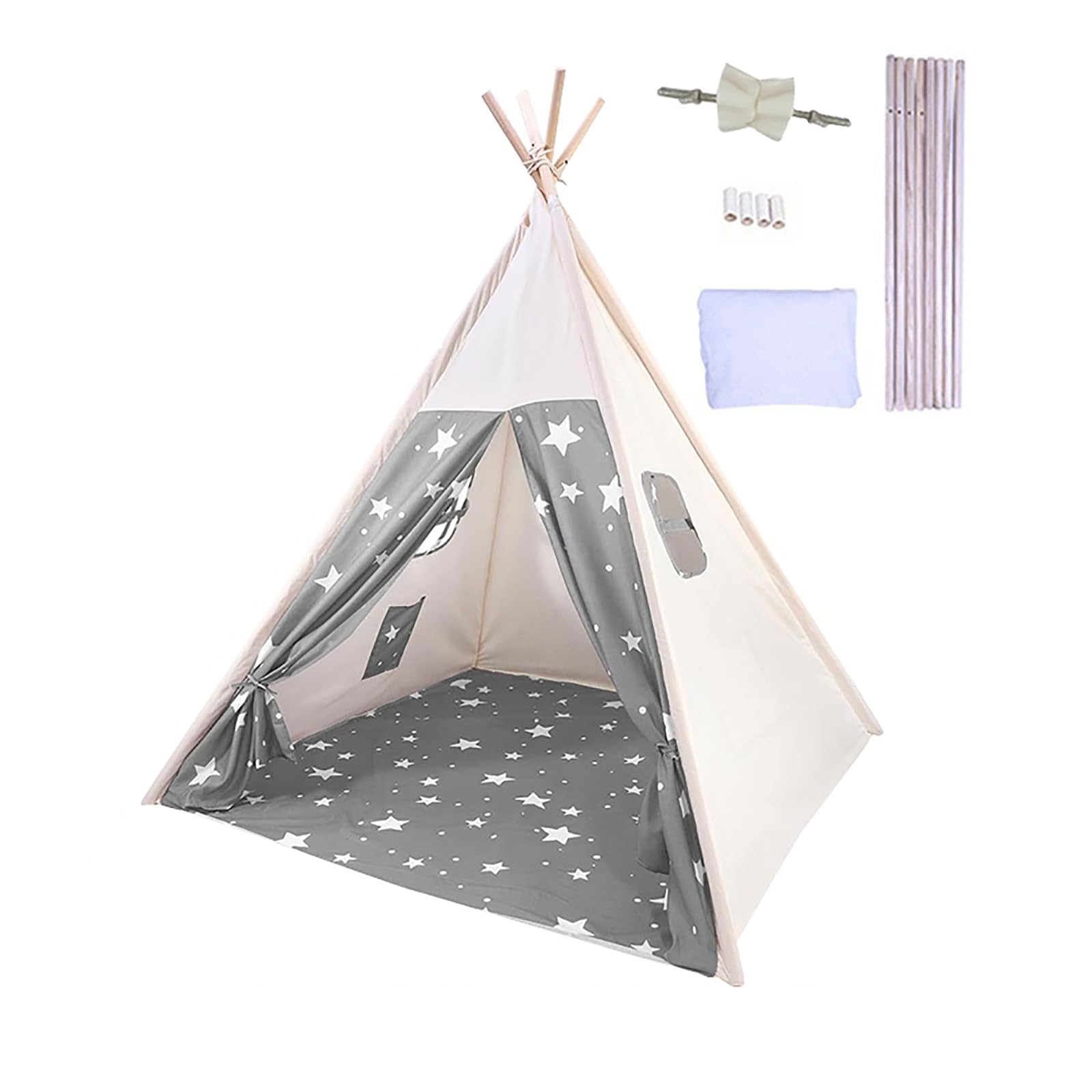 Takezuaa Kids Play Tent Teepee Tent for Kids Indoor and Outdoor with Windows Foldable Play Playhouse Childrens Tents Sleepover Tents For Girls Boy Castle Fairy for Children Gift