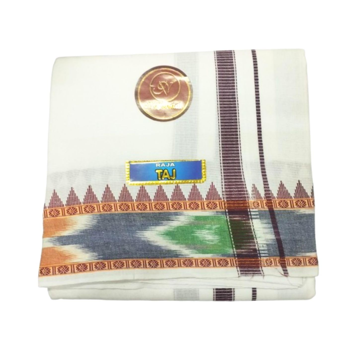 neydhaal Traditional Men dhothi|pure Cotton| 9 X 5 combo towel-Angavastram set|panjakejam|9 mulam veshti|puja dress|panchakacham|gift for men|Deity|Panditji (3 inch Border)- Tulsi-picture-54