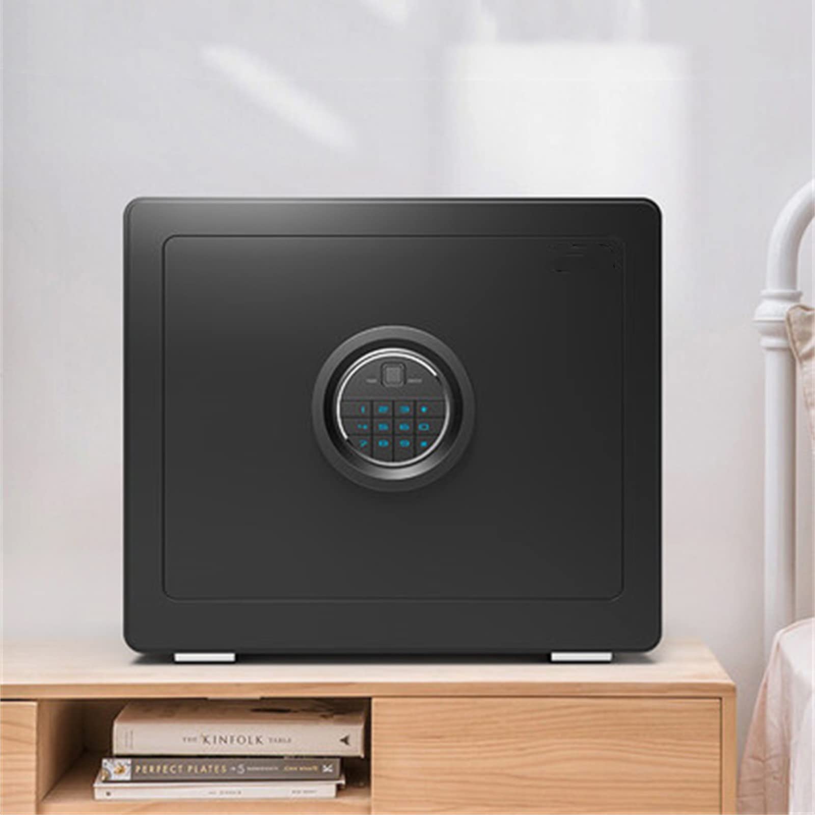 Coffre-fort sécurisé pour bureau à domicile - Rangement mural protégé par mot de passe pour l'argent liquide et les objets de valeur - Coffre-fort compact pour table de chevet (couleur : noir, taille