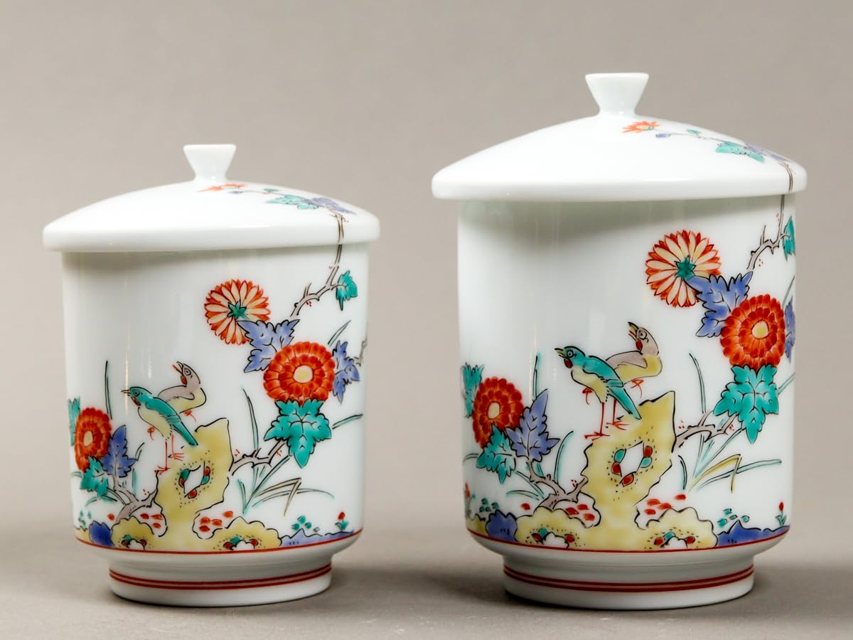 3 人間国宝　十四代　酒井田柿右衛門　染錦　花実地文　湯呑　二客セット　売り切り Amazon | EDF3 十四代 酒井田柿右衛門 人間国宝 錦菊花鳥紋 組湯呑 栞