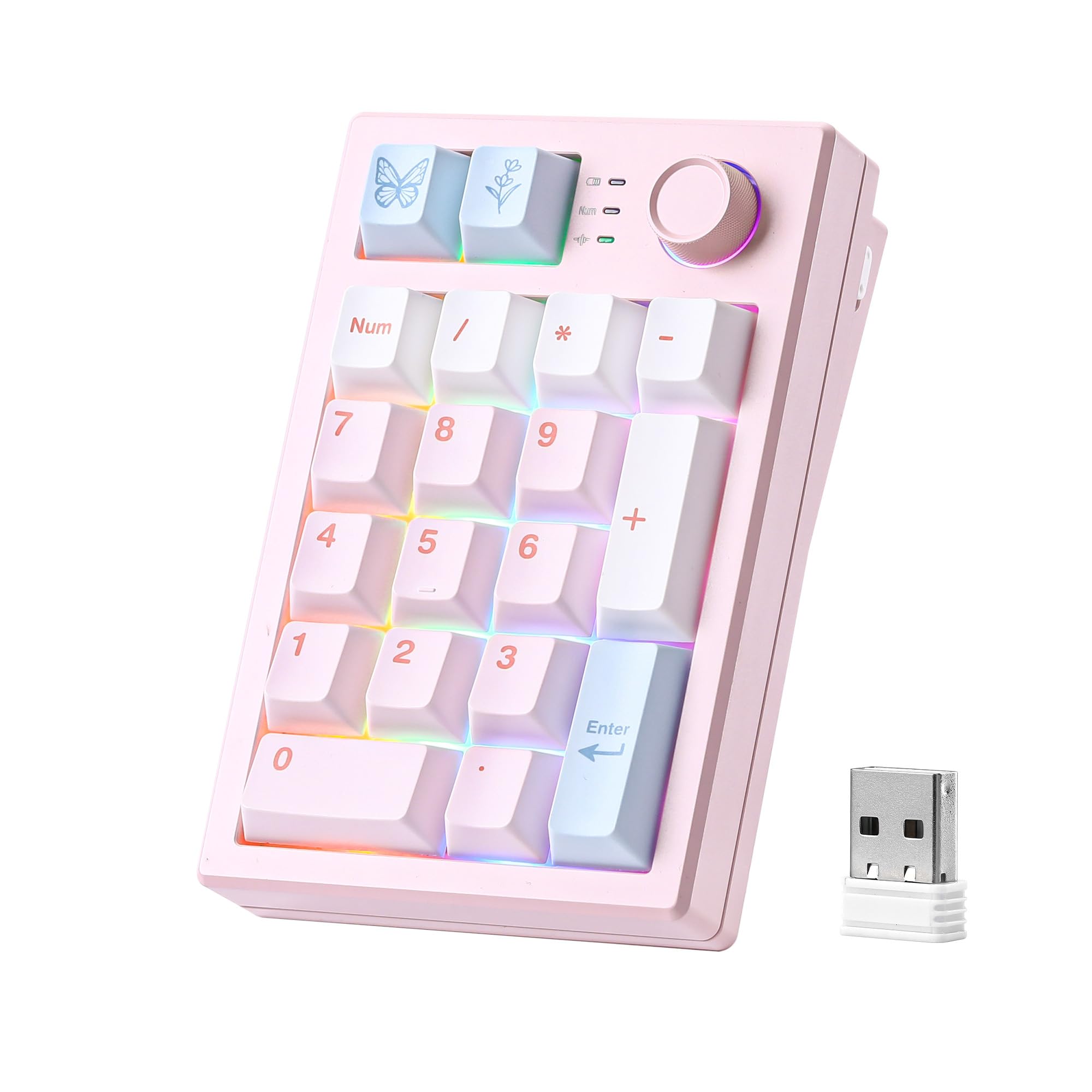 YUNZII AL21 Pavé Numérique sans Fil en Aluminium (Rose, Cocoa Cream V2)