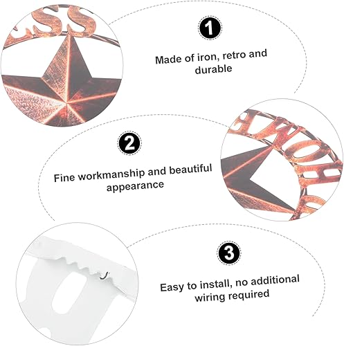 Miniatura 4 de VOSAREA Disco retro de hierro forjado decoración del hogar, estrella de metal, decoración de pared, estrella de hierro, decoración para el hogar,