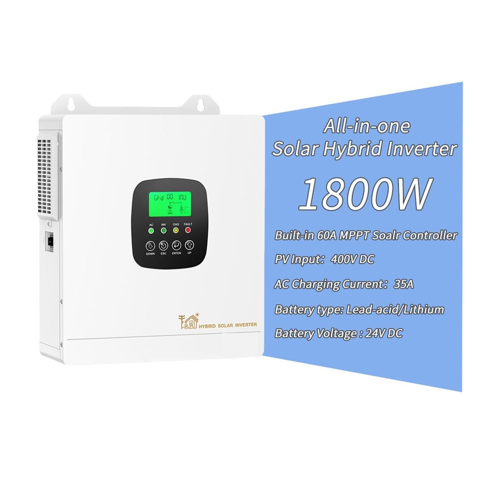 Inverter solare ibrido MY-ES1800H, controller inverter solare MPPT da 1800W | Invertitore solare tutto in uno(48V to 220V)