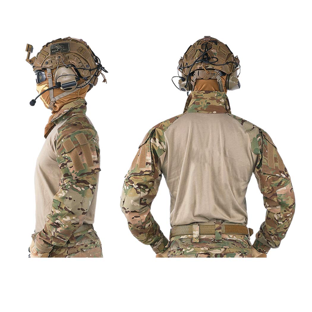 IDOGEAR Homme Shirts de Combat G3 avec Coudières Chemises Rapides 1/4 Zip à Manches Longues Vêtements Tactiques Militaires Airsoft