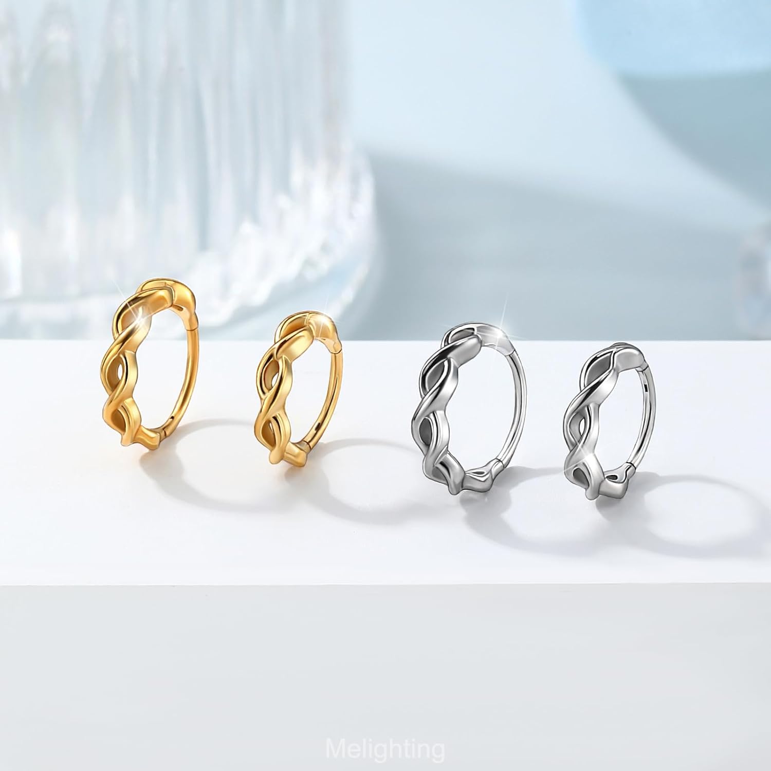 Melighting 20G Twist Nose Ring Hoop, 316L Stainless Steel Helix Cartilage Earring, Hinged Segment Ring, Conch Lobe Septum Nostril Piercing Jewelry for Women 7/8 mm - Image 6