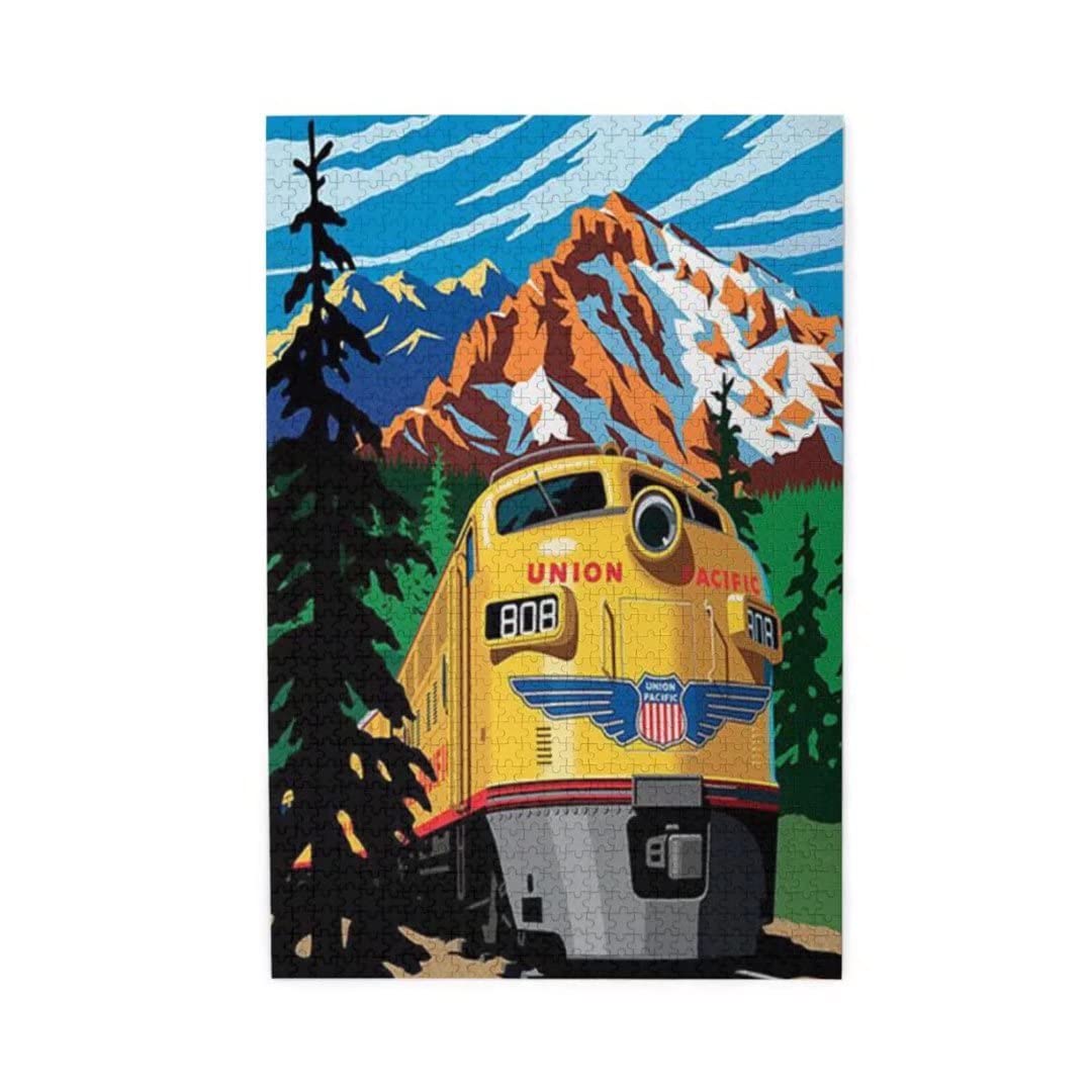 Union Pacific Railway Logo Train Railroad Rustic Great Jigsaw Puzzles for Adults 300 Piece Puzzles for Adults Toys Gift Family Decoration Kids Puzzles