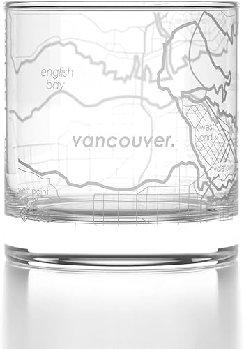 Miniatura 1 de Well Told Vaso de whisky grabado de la ciudad de Canadá de Vancouver grabado, mapa de la ciudad de Rocas, regalo para los amantes del whisky (11