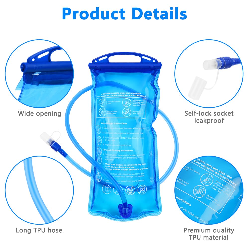 flintronic Sacca Idrica, Sacca Idrica a Prova di Perdite, Serbatoio Acqua Senza BPA con Tubo Coibentato, Sostituzione del Pacchetto Idrico per Escursionismo all'Aperto Campeggio Ciclismo