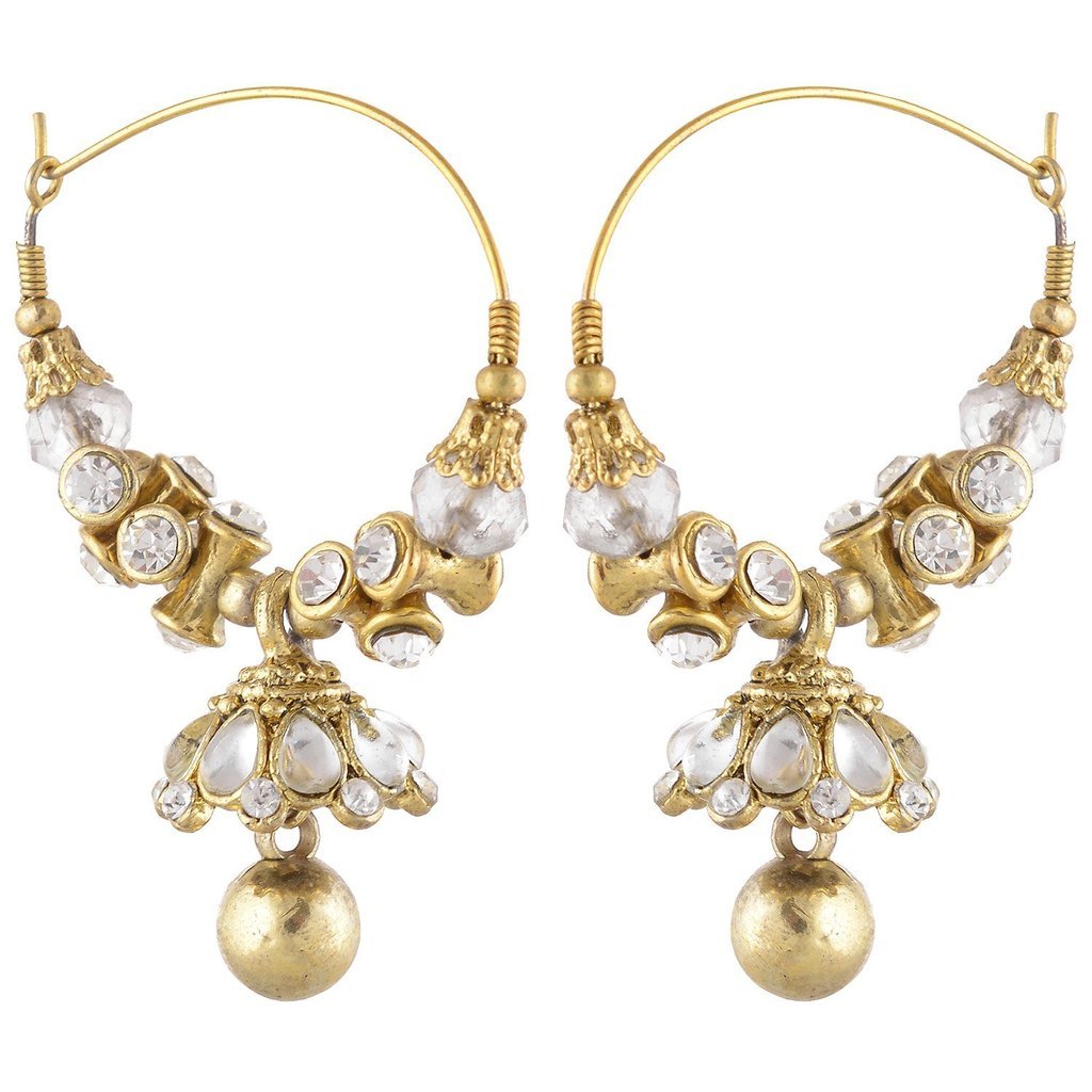 Lucky Jewellery Golden Polished White Brass Jhumki Earring for Women (106-WIS-BL213-W) (B01HOEXTV6) Amazon Price History, Amazon Price Tracker