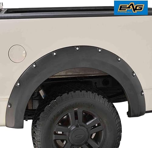 Miniatura 8 de Guardabarros con remaches estilo guardabarros moldeados EAG negro mate 4pcs, set para 04 – 08 F-150 (excluir flareside/Stepside bed) (18293).