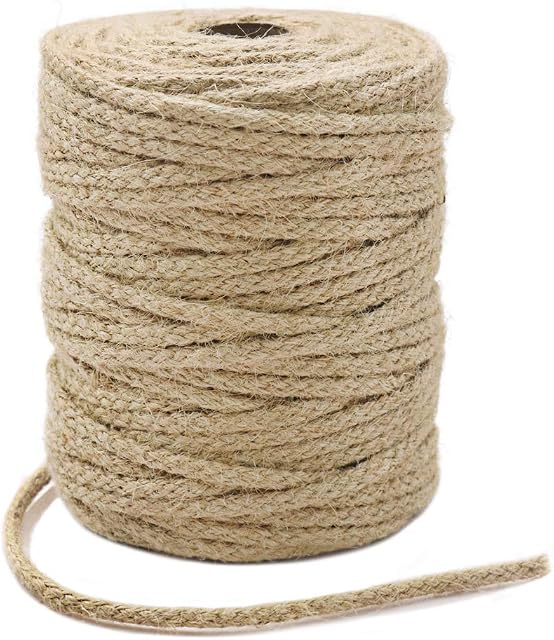 3.5mm Thick Jute Twine String, 200 Feet Braided Jute Garden Twine for DIY Crafts, Cat Scratcher, Floristry and Gardening Decoration (Brown)