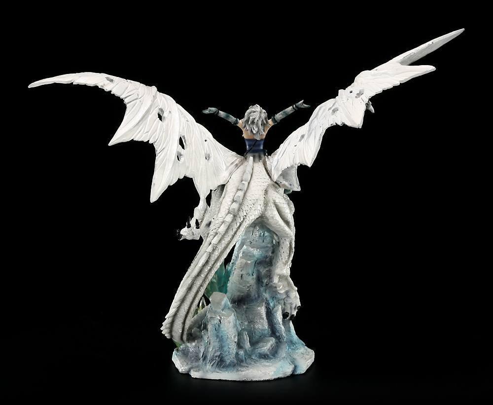 Unbekannt Große Drachen Figur - Candidus mit Drachenreiter - Drachenfigur Deko Gothic Figuren