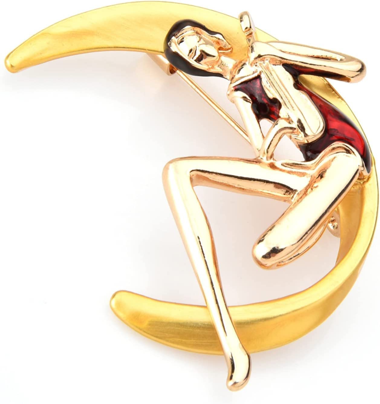 Spilla da bavero Accessorio Suonare la chitarra Spilla da ragazza Donna Metallo seduta sulla luna Lady Strumento musicale Matrimoni Spilla Spille Regali Spille for le donne