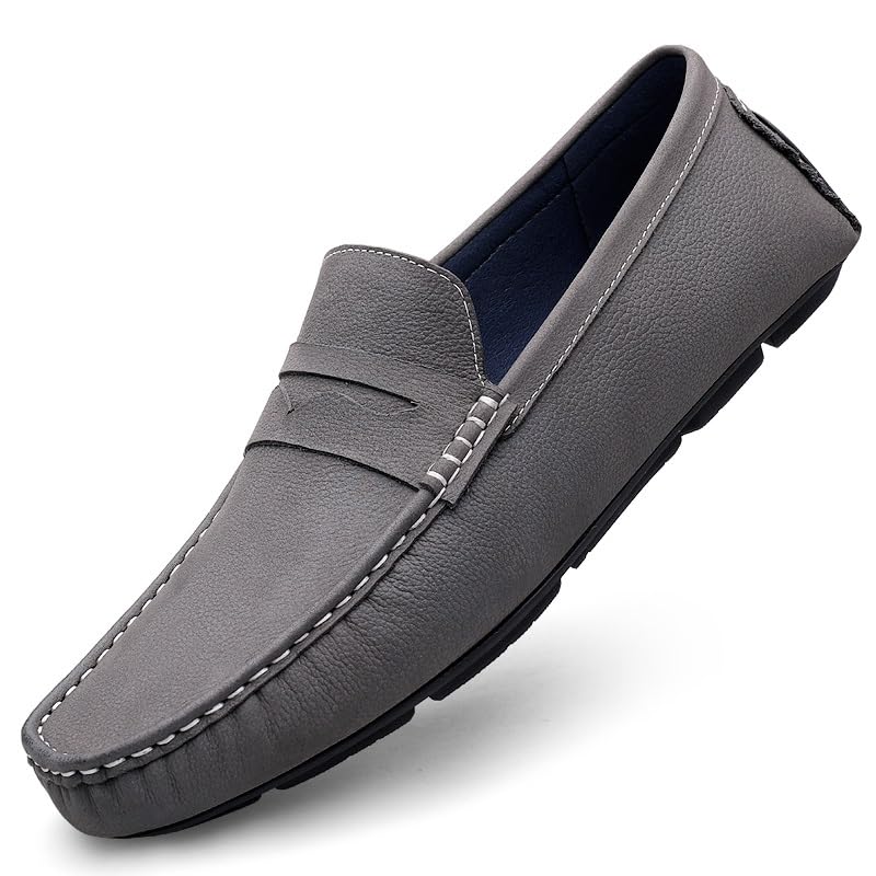 Mens Loafers Square Toe Nubuck Leather Penny Driving Loafers Comfortable Anti-Slip Slip Resistant Outdoor Prom Slip-ons