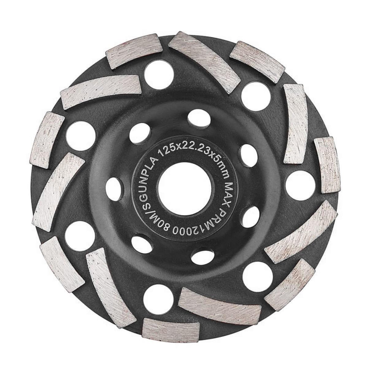 Diamond Cup Wheel 125 mm x 22.23 mm Concrete Grinder - Diamond Disc for Concrete Natural Stone Granite Masonry Stone Screed Dry Tile Adhesive - Diamond Grinding Disc Bevel Tooth