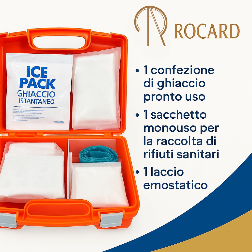 Rocard® | Cassetta medica di pronto soccorso | Con ALLEGATO 2 | per aziende o unità produttive con meno di 3 dipendenti | Conforme DM388/DL81 | Made in Italy