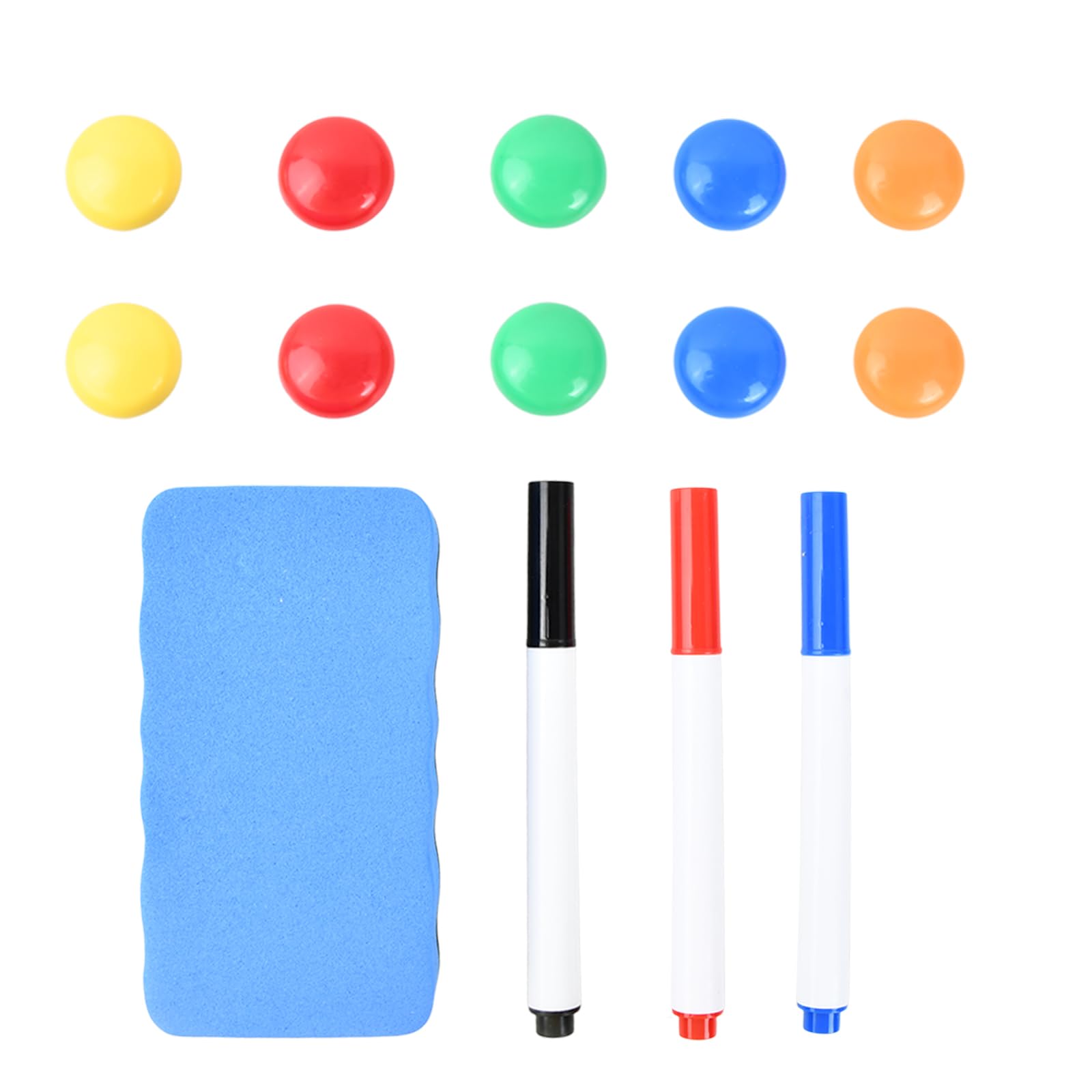 14 Piezas Juego de Rotuladores Pizarra Blanca, 3 Rotuladores Magnéticos de Colores, 1 Esponja para Pizarra Blanca, 10 Imanes para Pizarra Magnética para Escuelas Hogares Oficinas