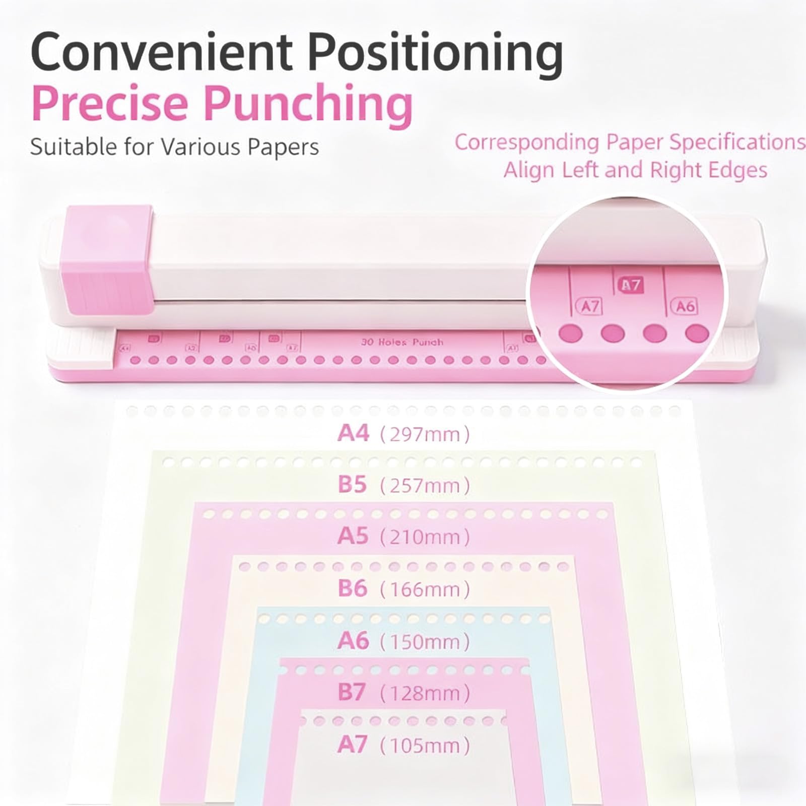 30 fori di carta perforatrice portatile portatile per fori sfoglia carte per artigianato scrapbooking cancelleria strumento manuale