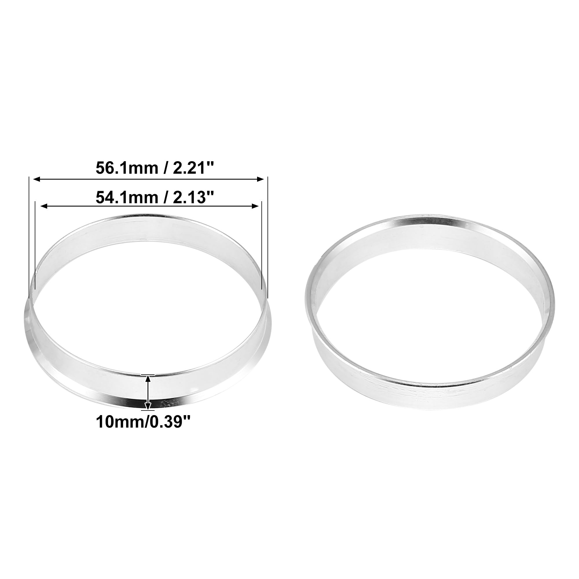 Pierścienie centrujące piastę, 4 szt. OD 56,1 mm 57,1 mm 63,4 mm do ID 54,1 mm 56,1 mm 64,1 mm Pierścienie centrujące piasty samochodowej Dystans środkowy otworu koła Pierścienie centrujące piasty ze
