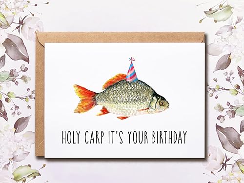 Miniatura 4 de Divertida tarjeta de cumpleaños de carpa santa, es tu cumpleaños, tarjeta de felicitación de carpa sagrada, temática de peces, tarjeta divertida