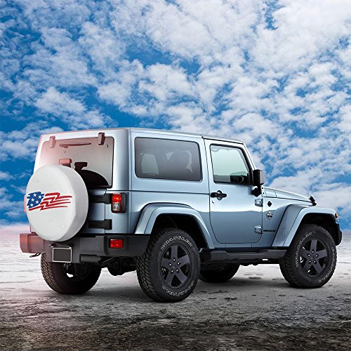 HEALiNK Spare Tire Cover 14 inch Waterproof PVC Leather Wheel Cover American Star Universal for Jeep Wrangler RV Trailers Toyota RAV4 Honda Hummer Car Tire Diameter 23-27 inch