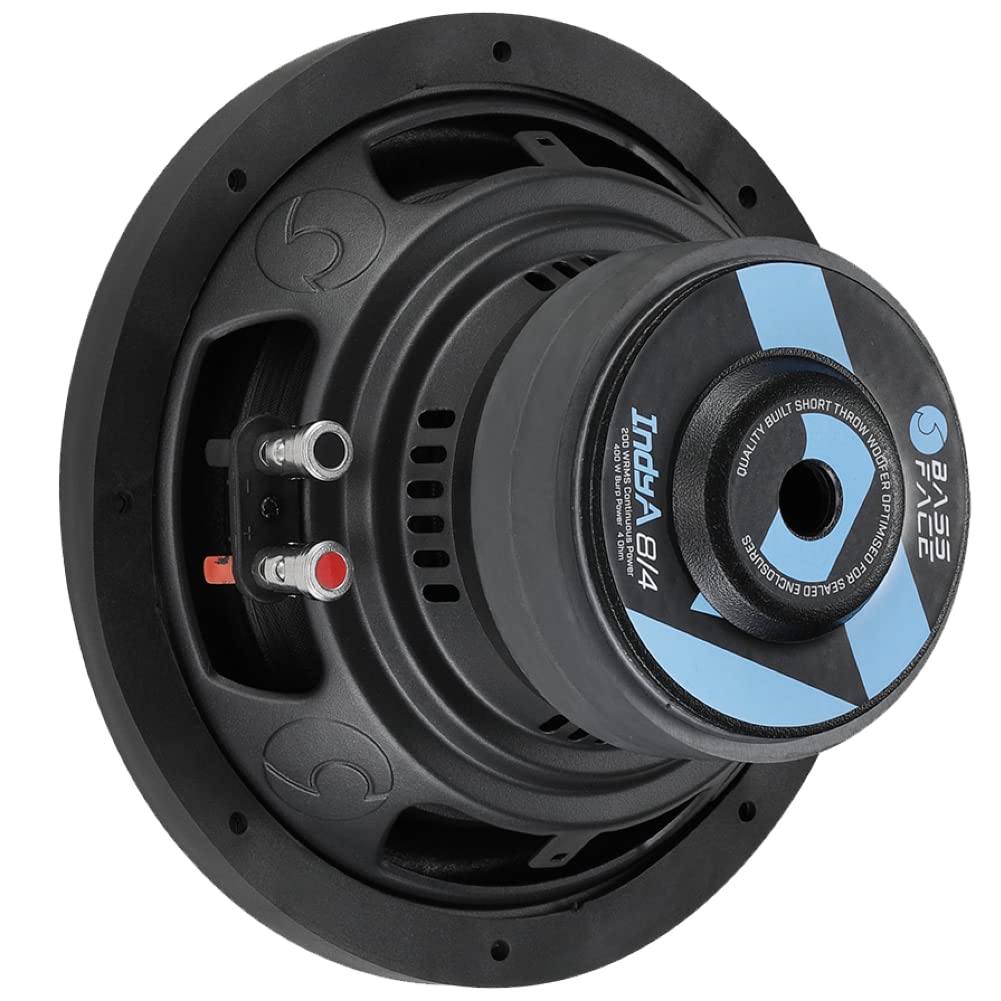 1 SUBWOOFER BASSFACE INDY A8/4 INDYA8/4 20 cm 200 mm 8" di diametro 200 watt rms 400 watt max single voice coil singola bobina svc 4 ohm, 1 pezzo
