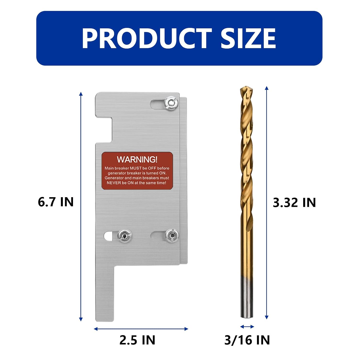 Generator Interlock Kit Compatible with Square D Vertical Main 150 or 200 amp Breaker,3 1/4 to 4 Inch Spacing Between Main and Branch Breaker