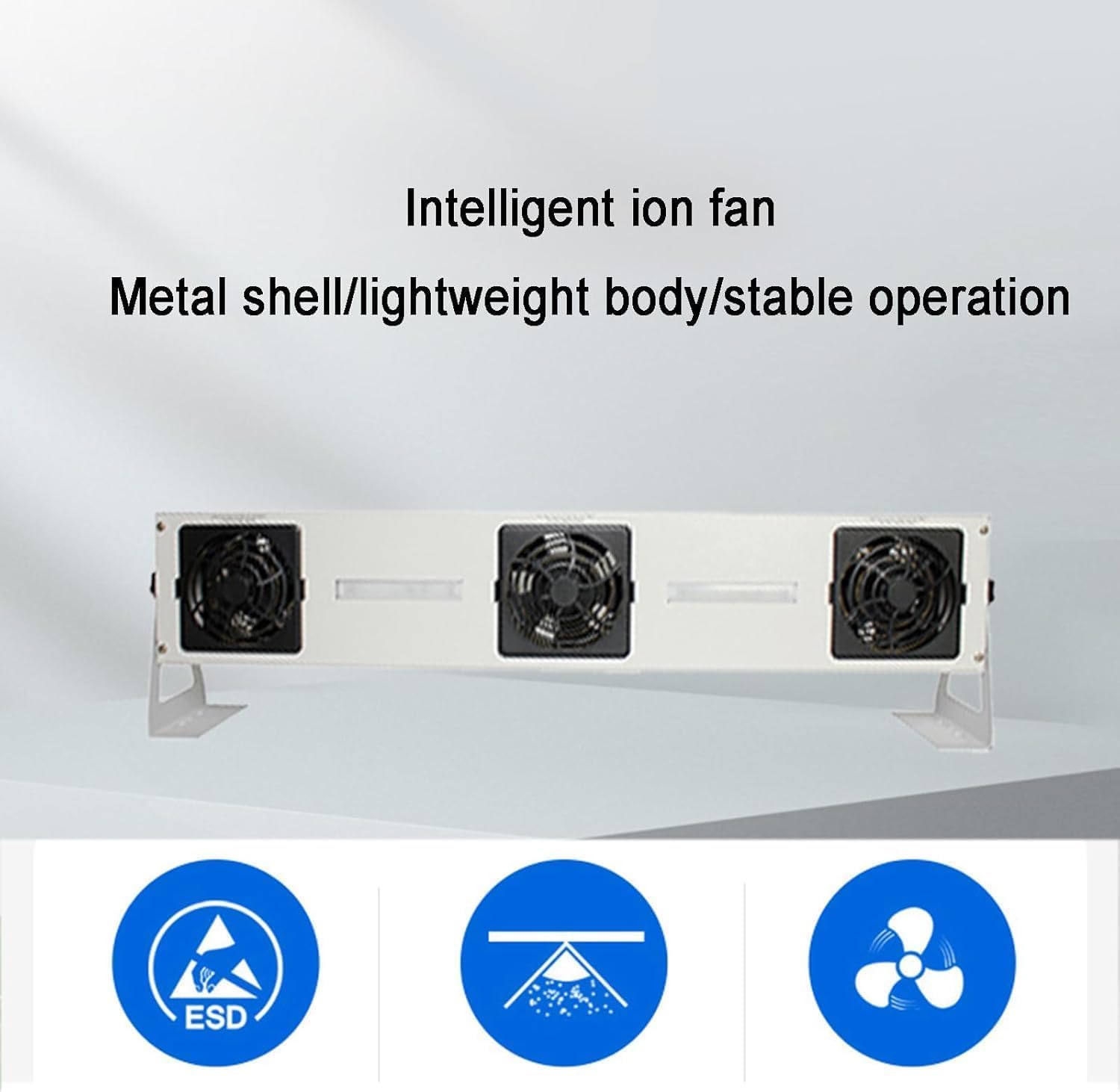 Trójgłowy Inteligentny Jonizator Powietrza do Czyszczenia Elektroniki i Przemysłu, Regulowany Przepływ 45-330 CFM z Uchwytem Montażowym 180° do Eliminacji Ładunków Statycznych