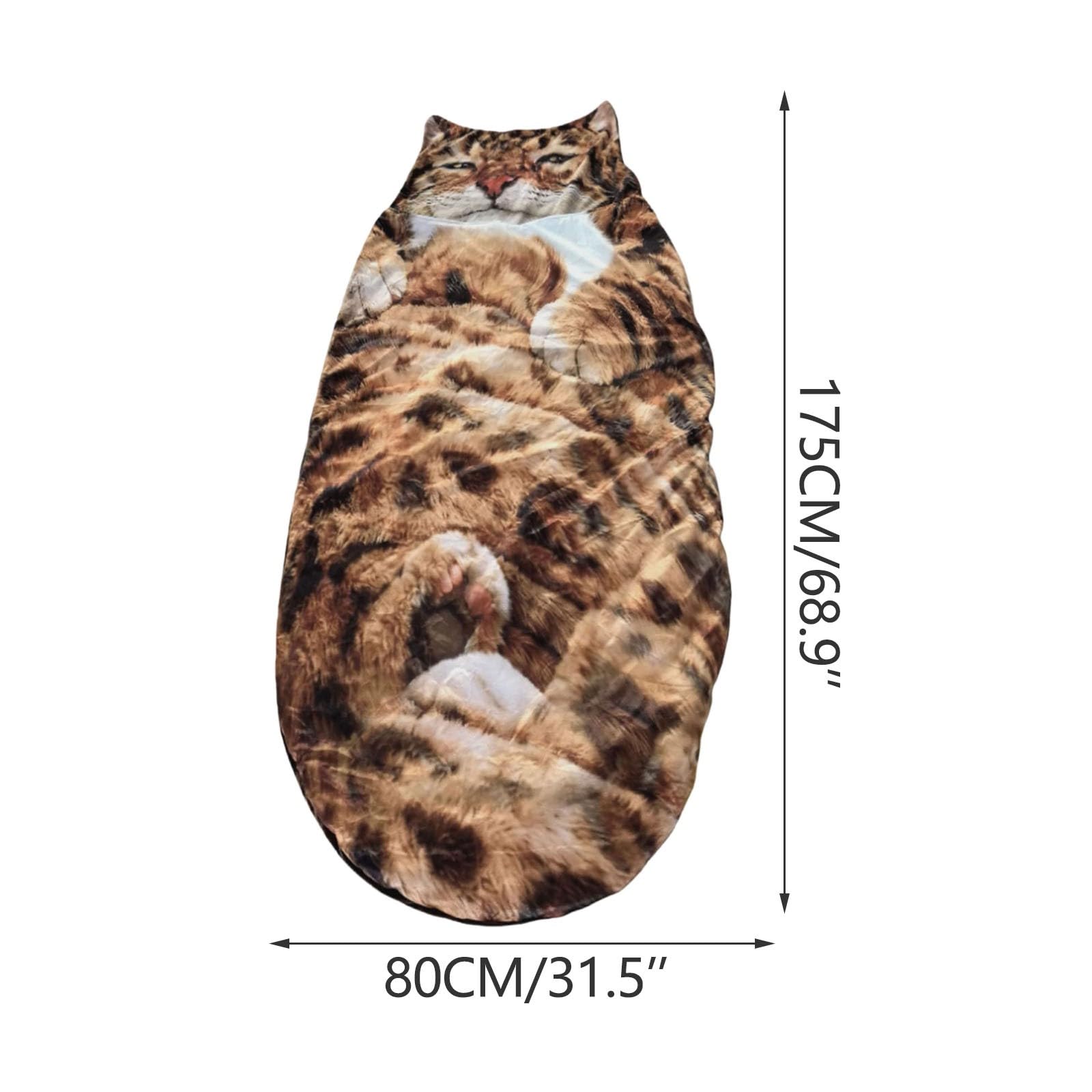 Sac de couchage enveloppe en peluche avec imprimé chat pour les humains, enveloppe géante en peluche avec doublure en flanelle douce, couverture chaude sur le thème du chat mignon pour la maison, le