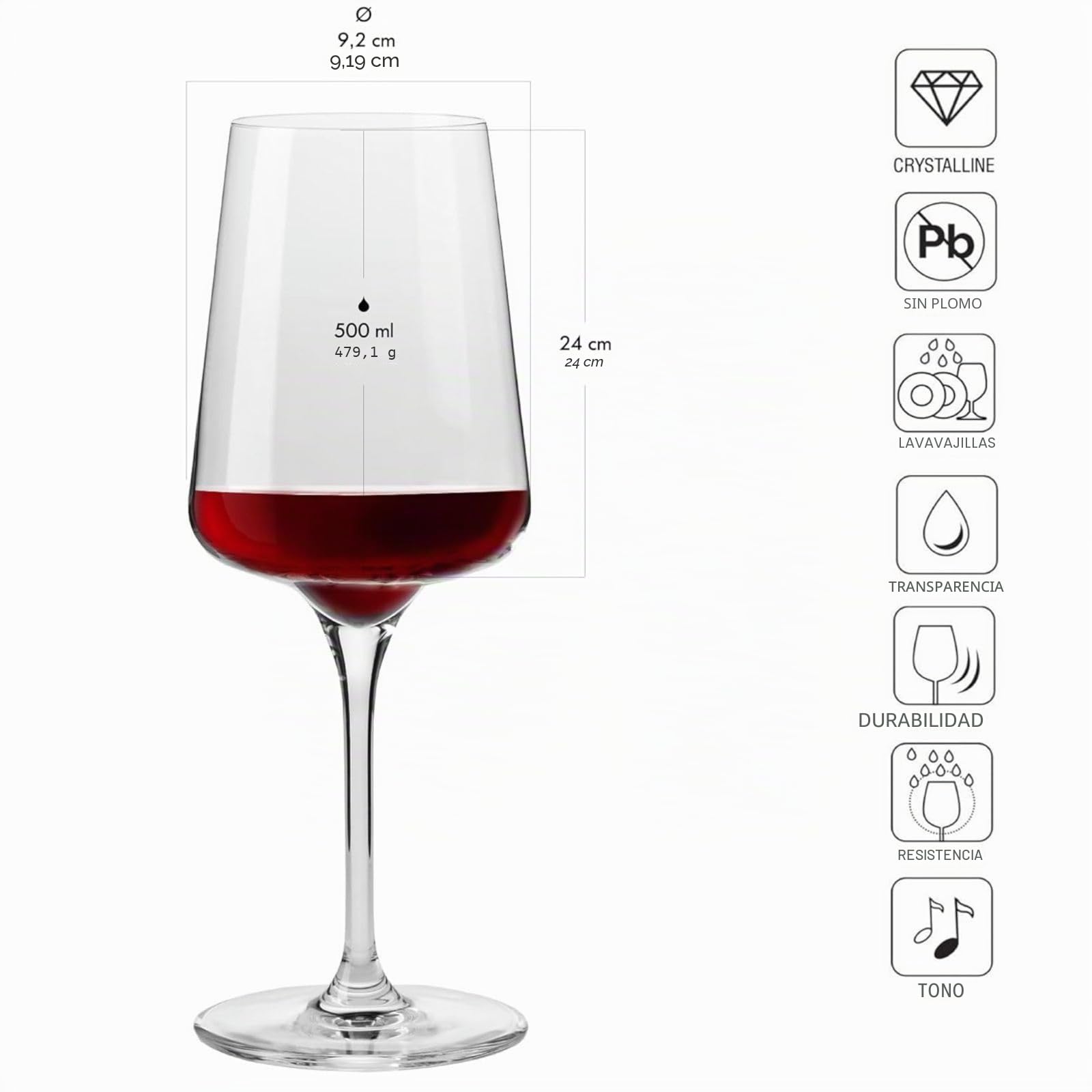 Krosno Rotwein- und Wassergläser 12er Set, 6 x 400 ml und 6 x 490 ml | Große Rotweingläser und Trinkglas für Wasser, Safte und Getränke - Elegantes Kristallglas – Ideal für Zuhause & Restaurants