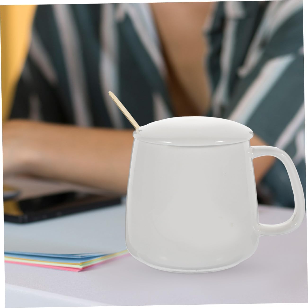 COLLBATH Electric Mug Warmer with 55℃ Thermostat Heating Pad USB Thermostatic Cup Warmer for Milk and Home Use, Beige Gravity Sensor Coffee Cup Heater