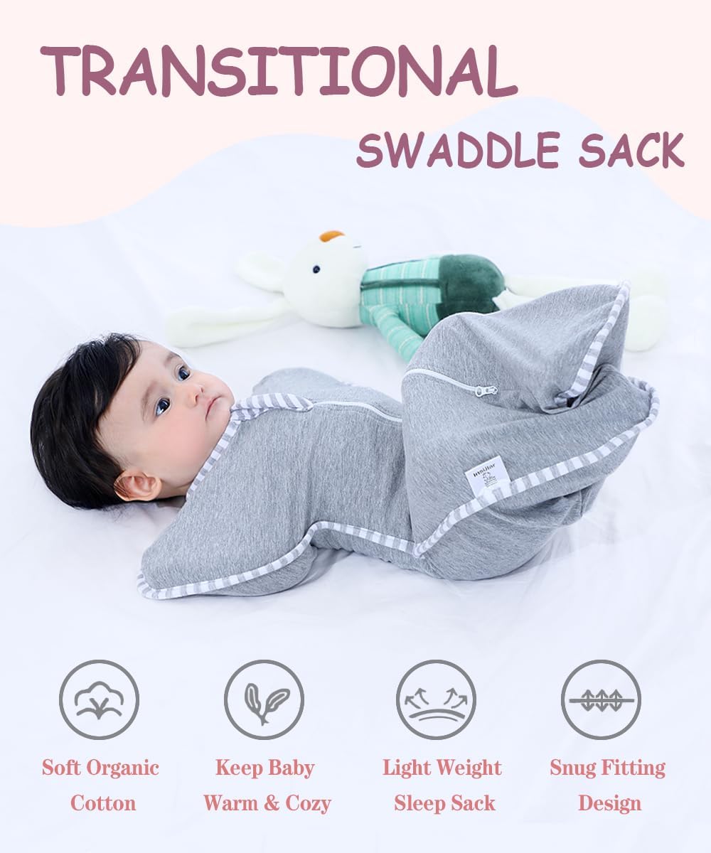 Bycc Bynn 2 Pack Sleeping Blanket Sack with High Sleeve,Transitions to Arms-Free Wearable Sleeping Bag for Baby pacify