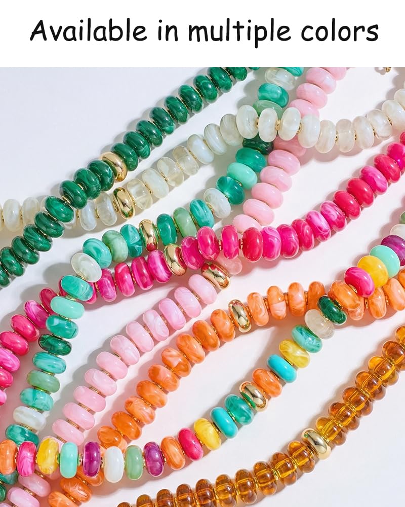 FAUTHENTICUTE Mothers Day Gifts Chunky Beaded Choker Necklace for Women Statement Necklace with Gold Accent Adjustable Beach Summer Jewelry Trendy Boho Necklaces in Multiple Colors y2k Jewelry — view 2