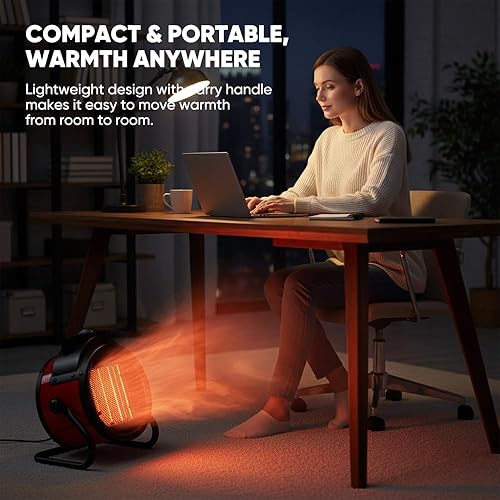 Miniatura 6 de Saker Potente cañón de calefacción portátil calentador de espacio pequeño PTC de 2000-3000W con ángulo ajustable de 90, calentador portátil rápido