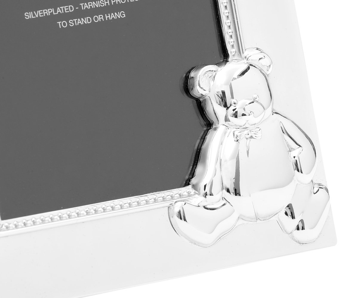 Brillibrum Baby Bilderrahmen Versilbert Mit Bärchen - Süßer Fotorahmen Für Kinderfotos 10x15 Cm